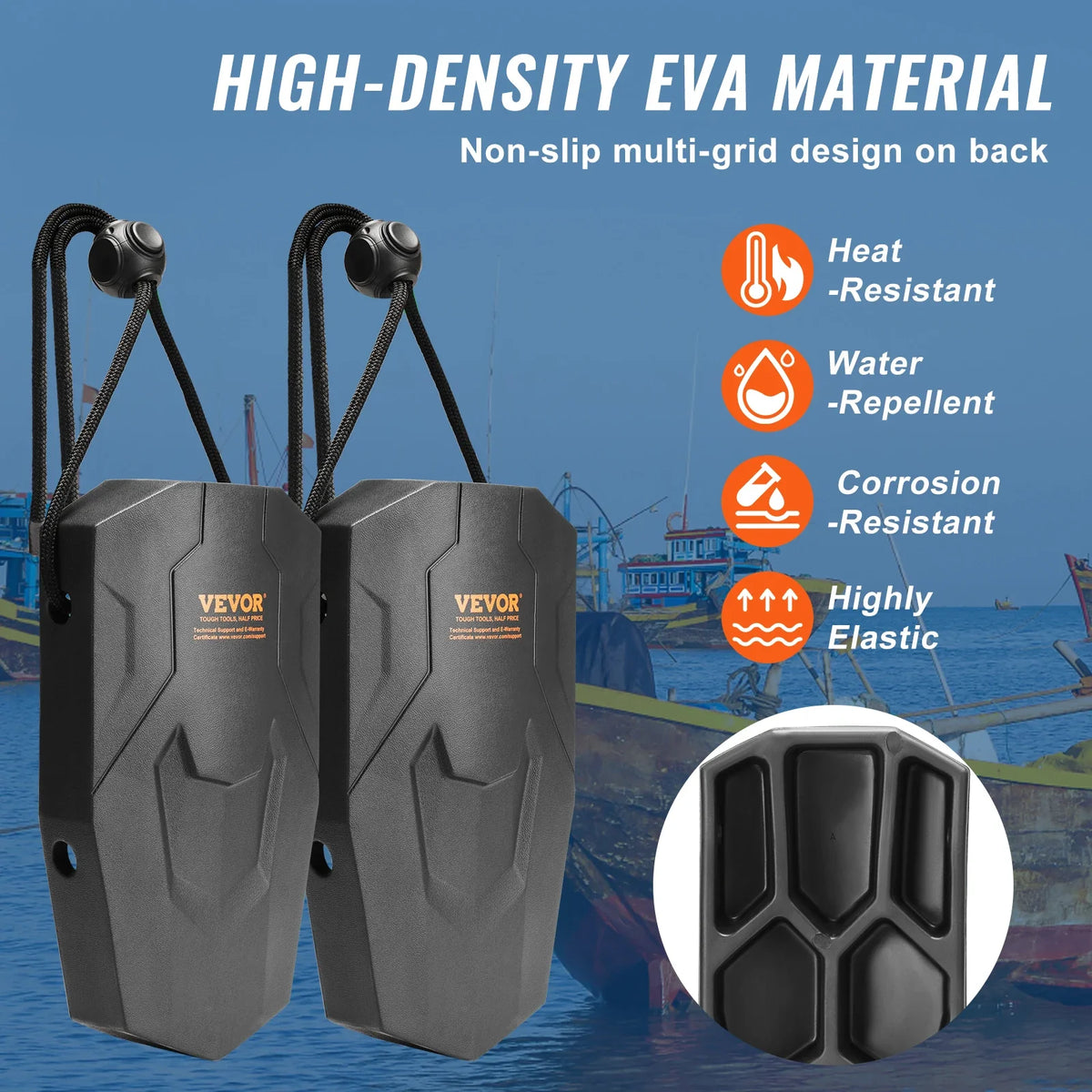 Boat Fenders Marine EVA Boat Dock Fenders Bumper with Ropes Cord Locks and Storage Bag for Class A/Class 1/Part Class 2
