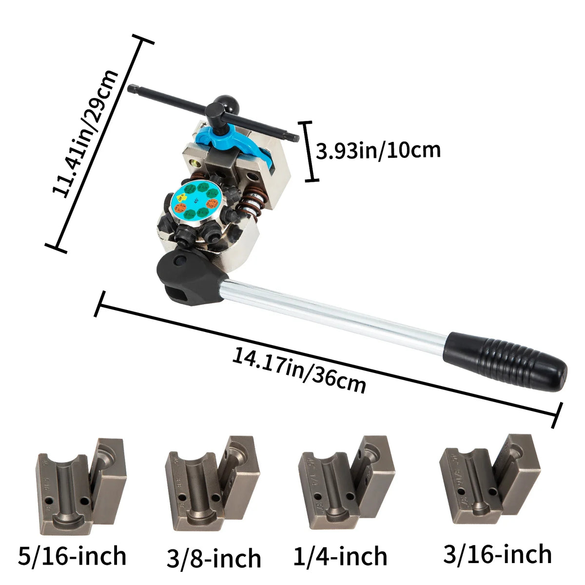Brake Line Flaring Tool 45° Double Flares for 3/16" 1/4" 5/16" and 3/8" Tube Size Suitable for Soft Metal of Copper Lines