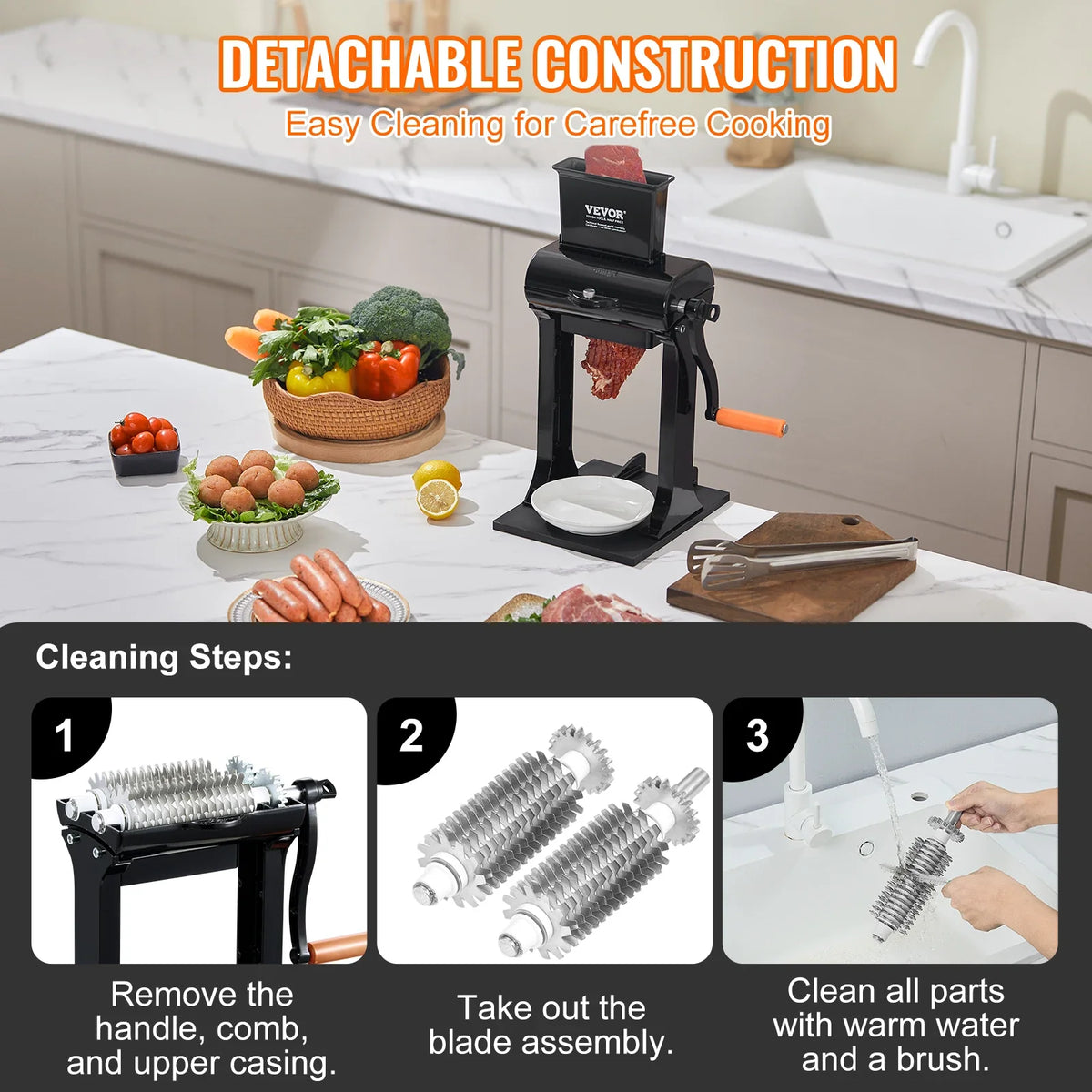 Commercial Meat Tenderizer Stainless Steel Meat Tenderizer Machine  Kitchen Tool for Beef Turkey Chicken Pork Steak Fish
