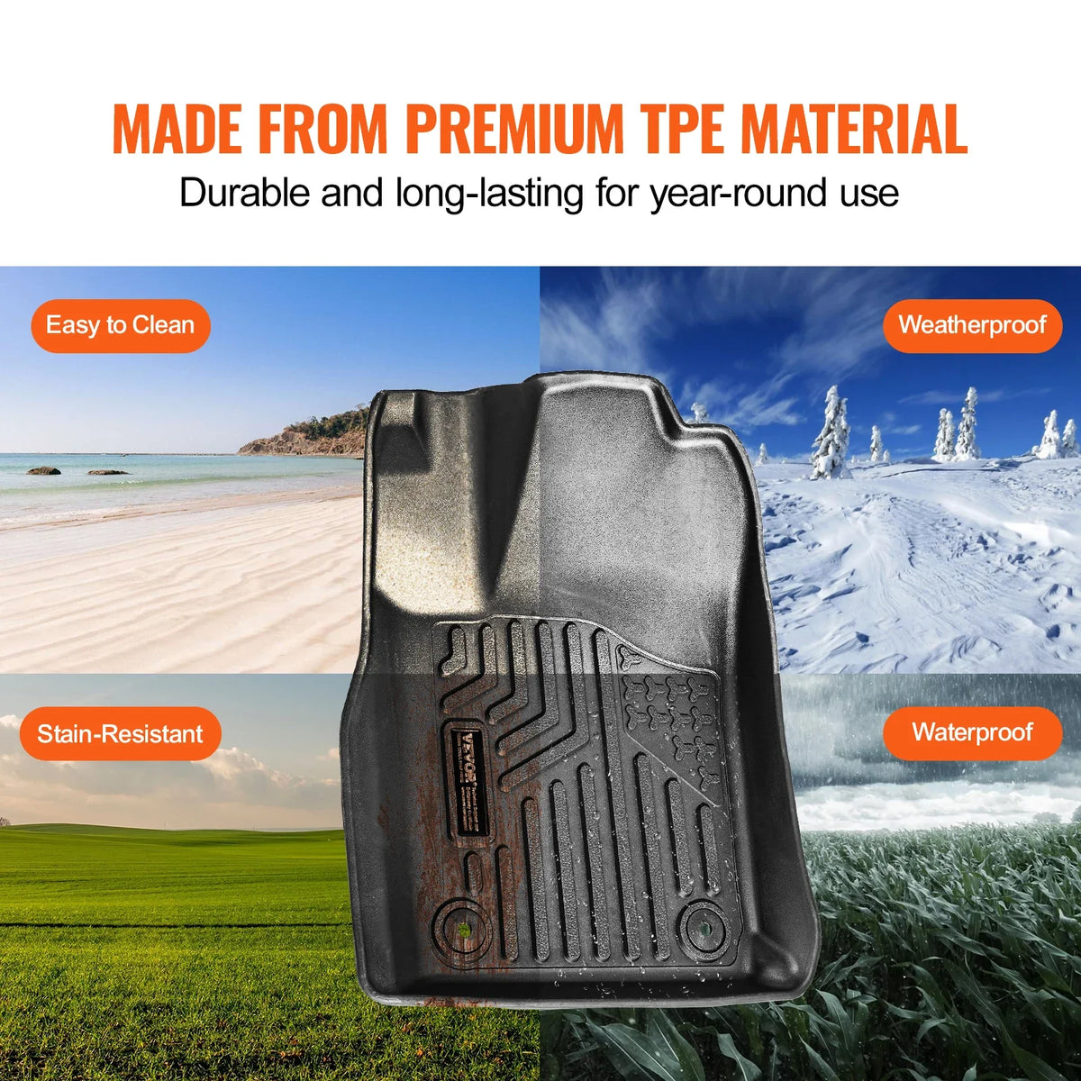 Automotive Floor Mats, Fits for Dodge Durango / Jeep Grand Cherokee 2016-2024 / 2016-2021, 3 pcs Front and 2nd Row Liners