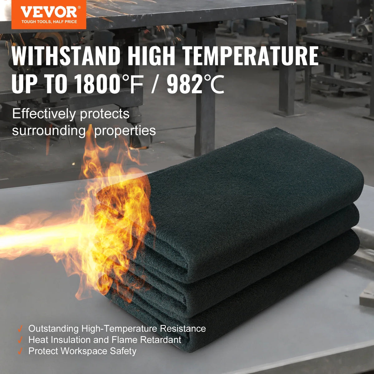 Carbon Felt Welding Blanket 6 Pack 21" x 20" Flame Retardant Welding Blankets Up To 1800° F Heat Resistant Blanket Set
