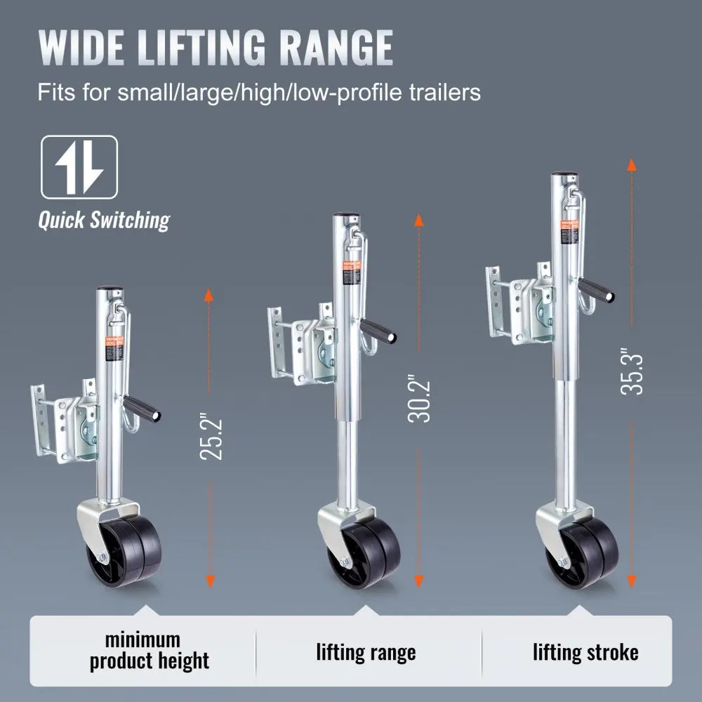 Boat Trailer Jack, Bolt-on Trailer Tongue Jack Weight Capacity 1500/2000 lbs,w/ PP Wheel & Handle for lifting Trailer