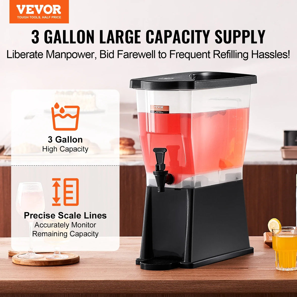Beverage Dispenser 3 Gallon Drink Dispenser for Parties Plastic Juice Dispenser with Stand Spigot Lid Iced Tea Dispenser