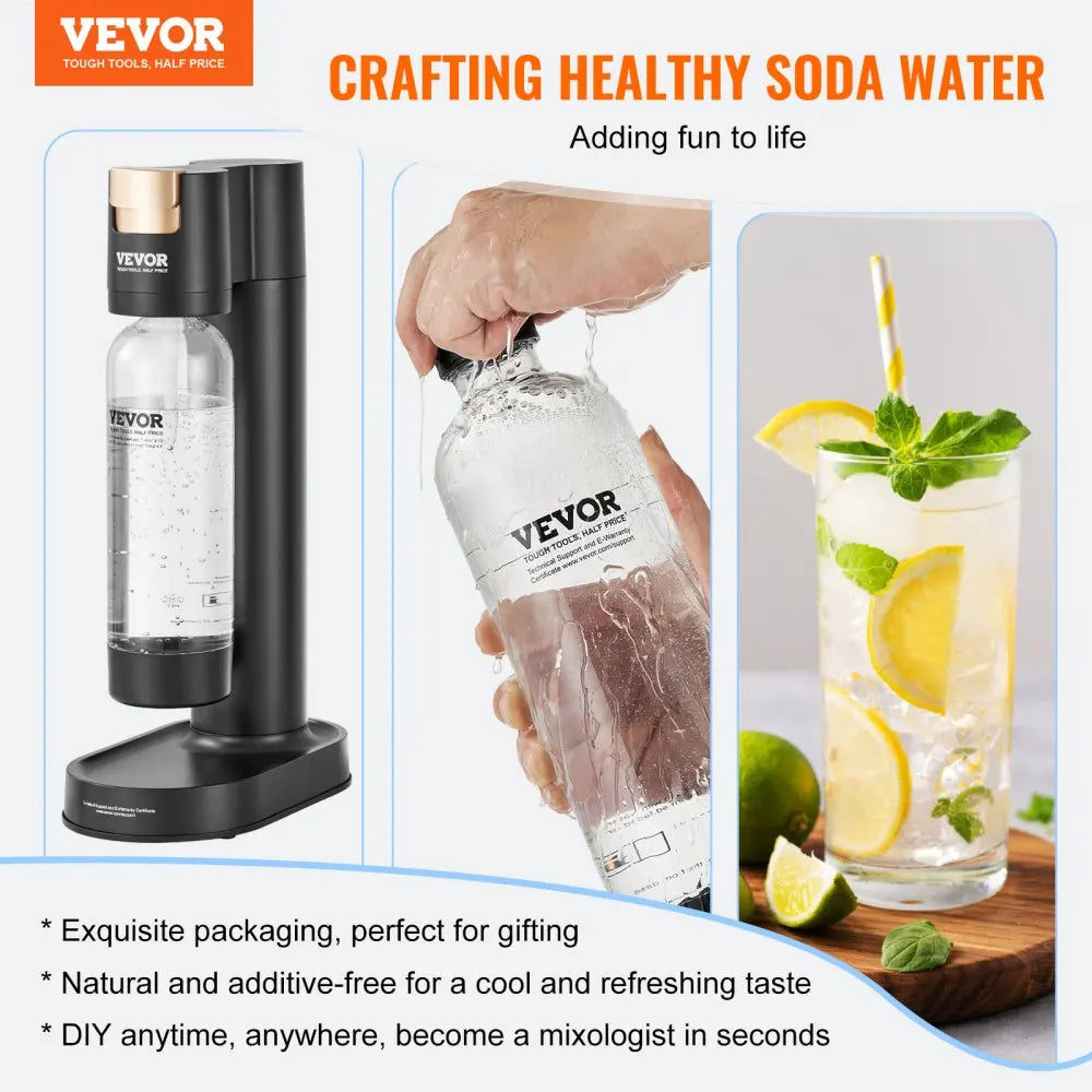 Sparkling Water Maker Soda Maker Machine for Home Carbonating Seltzer Water Starter Kit with BPA free 1L PET Bottle