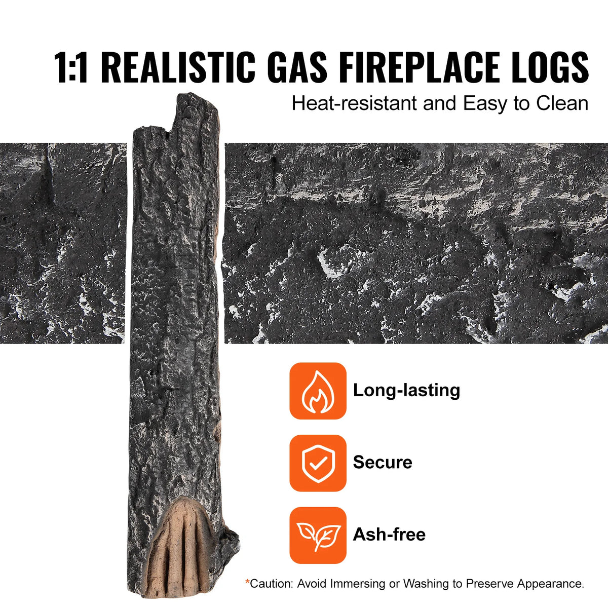 8Pcs Oak Logs Gas Fireplace Ceramic Logs for Fire place Heat-Resistant Wood Log Gas Realistic Logs Stackable Wood Branches
