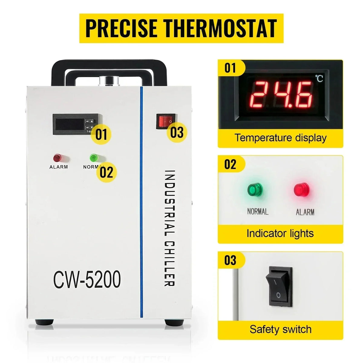 Industrial Water Cooler Chiller For CNC Laser Engraving Machine 60-150W CO2 Glass Laser Tube Cooling Laser Engraver Tools