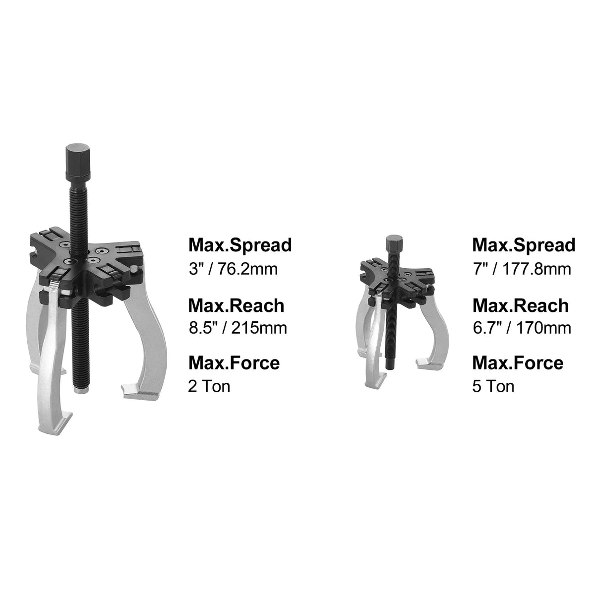 Gear Puller Set 3" and 7" Puller Kit 3 Jaw Gear  2 or 3 Reversible Jaws Wheel Puller 2-Piece