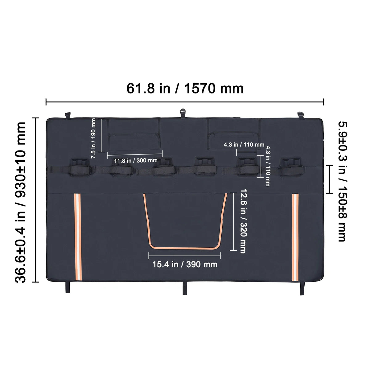 Tailgate Bike Pad 33/54/62" Truck Tailgate Pad Carry 2 Mountain Bikes Tailgate Protection Pad for Small-Size Pickup Trucks