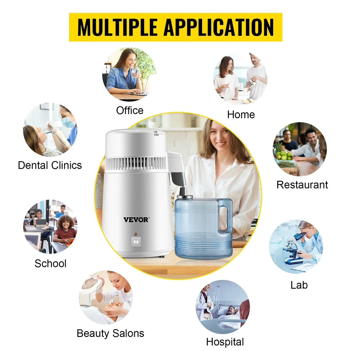 4L Water Distiller Purifier Filter Dispenser Heating Drinking Bottle Softener 304 Stainless Steel Home Appliance for Offic