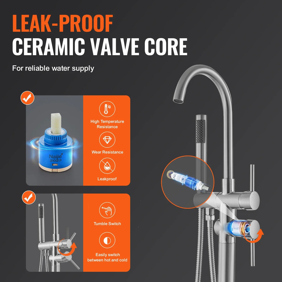 Freestanding Bathtub Faucet Floor Mount Shower Mixer Taps For Bathing Showering Pet Cleaning Drains Toilet Flushing