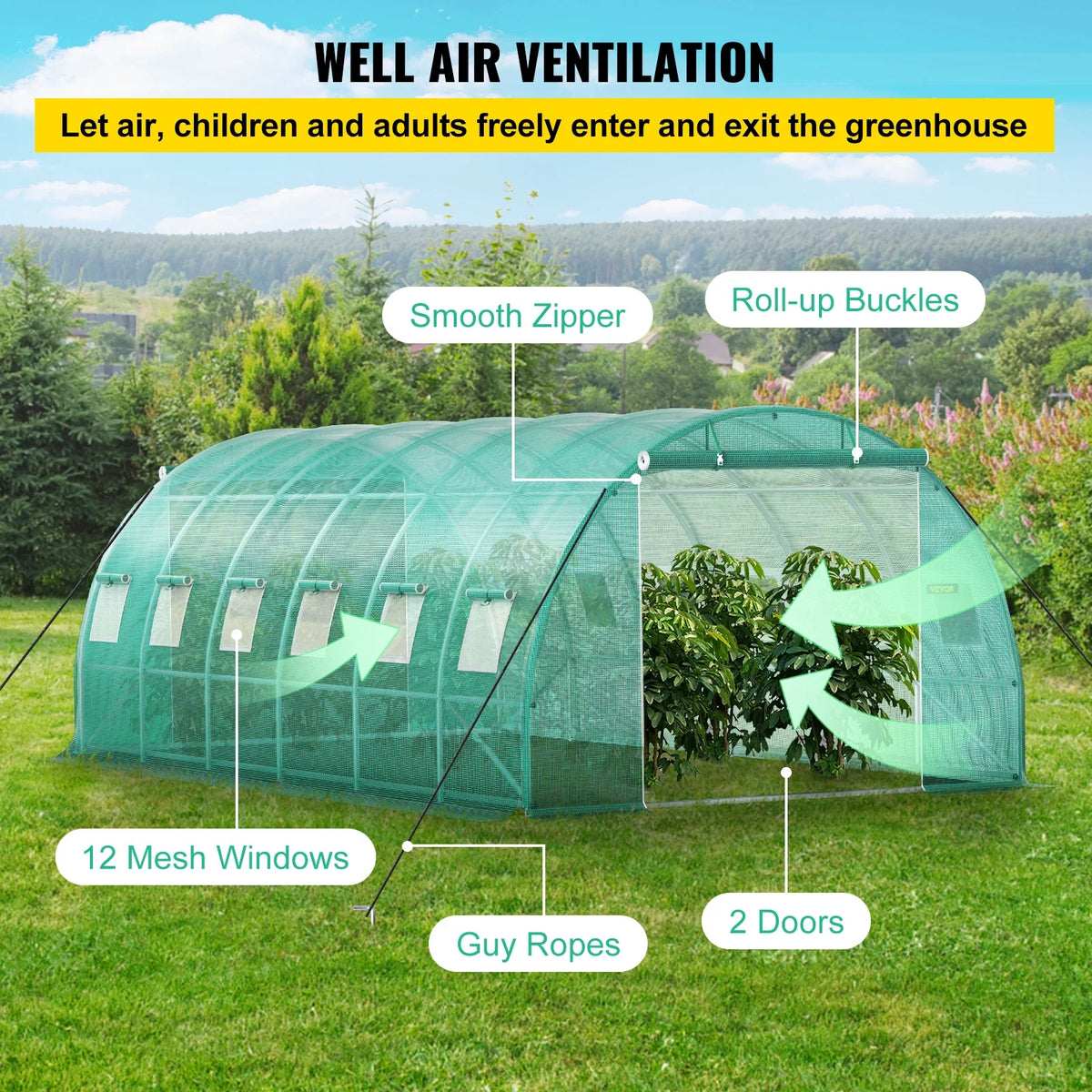 Walk-in Tunnel Greenhouse 20x10x7ft Portable Plant Green House W/Steel Hoops Essential for Plant to Resist Frost in Winter