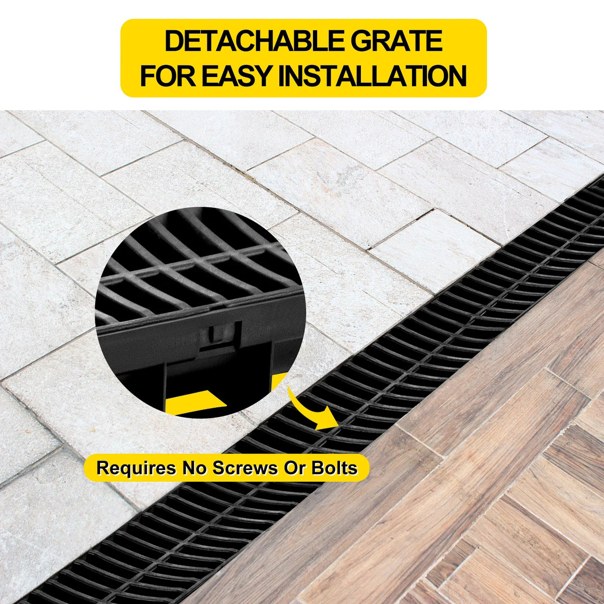 Drainage Trench Driveway Channel Drain With Plastic Grate 3-5 Pack HDPE Floor Drain Trench Drain Grate For Garden Driveway