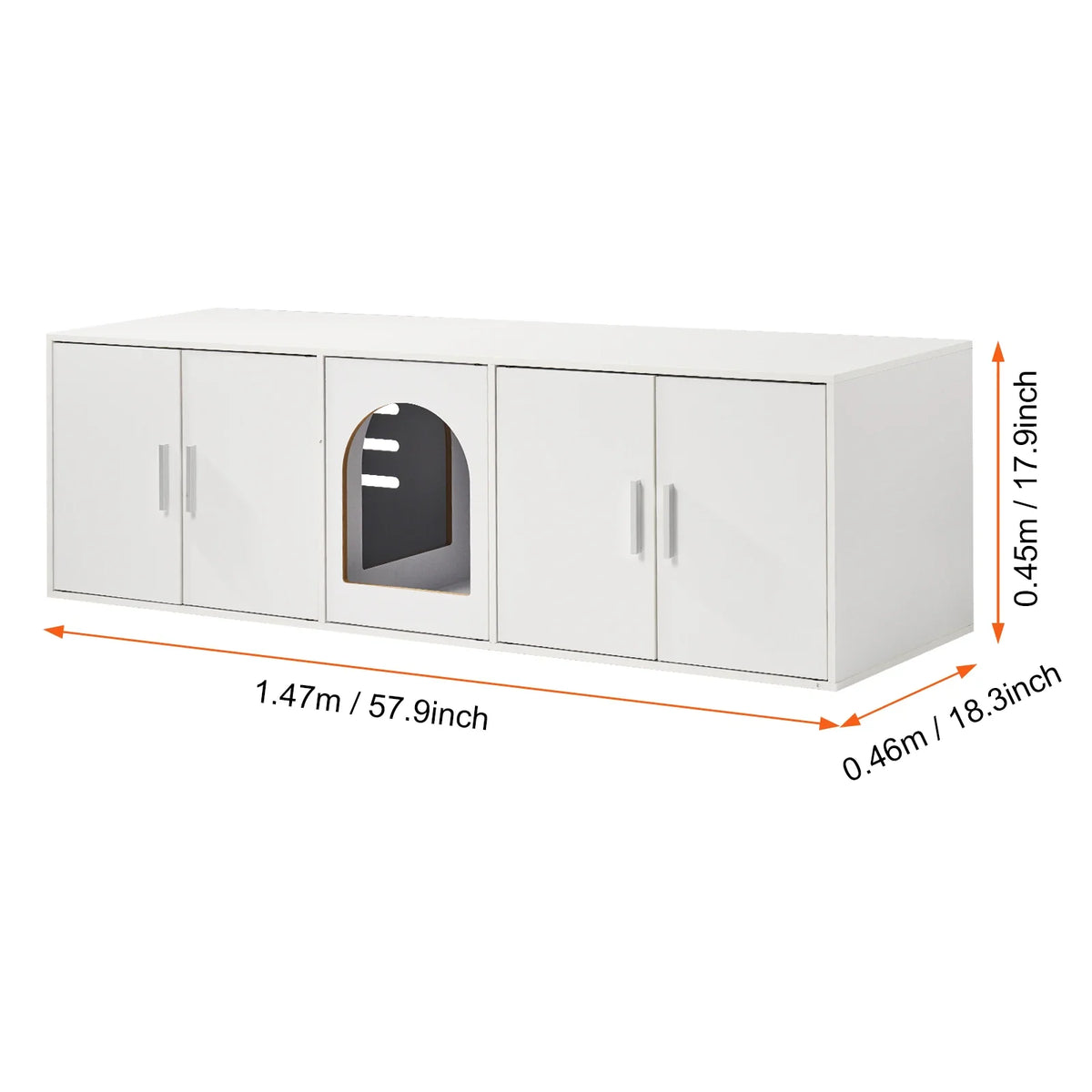 Cat Litter Box Enclosure for 2 Cats Litter Box Furniture Hidden Wooden Cat Box Cabinet Fit Most of Litter Box White 19.4kg