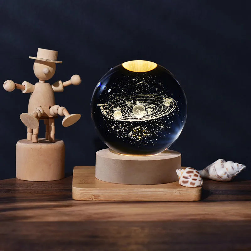 2025 NEW 3D Crystal Ball Light Carving Solar System Galaxy Valentine's Day Gift Birthday Gift LED Luminous Planet Night Lights