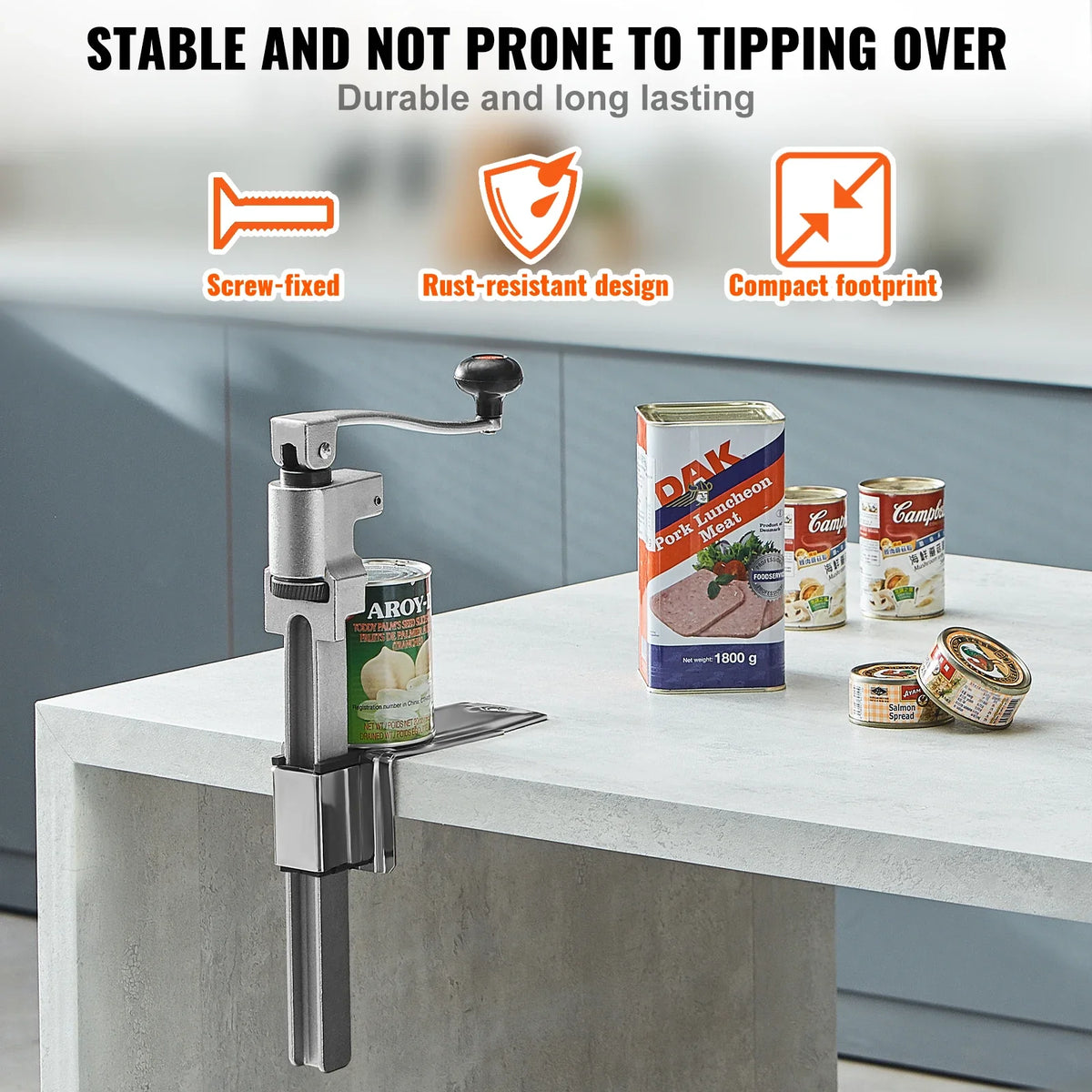 Manual Can Opener Commercial Table Opener for Large Cans Heavy Duty Can Opener with Base Adjustable Height Opener For Cans