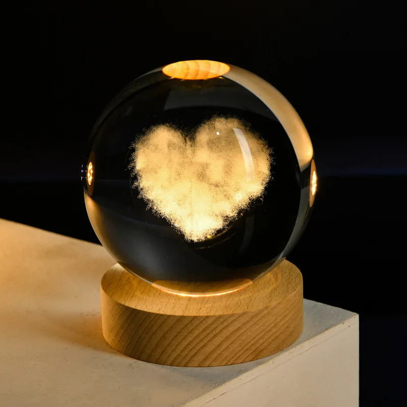 2025 NEW 3D Crystal Ball Light Carving Solar System Galaxy Valentine's Day Gift Birthday Gift LED Luminous Planet Night Lights
