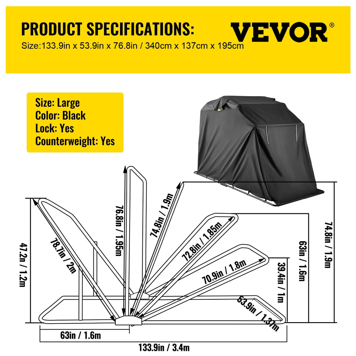 Motorcycle Cover Shelter Storage Waterproof   Motorcycle Shelter  Polyester Oxford Fabric Motorcycle Cover