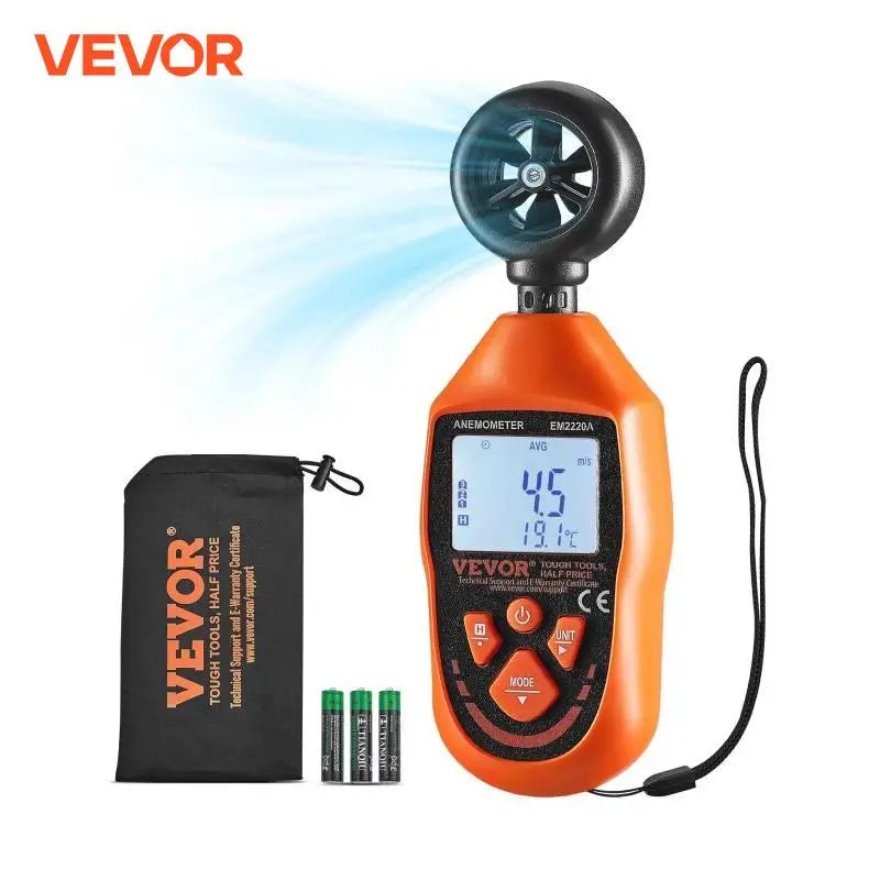 Handheld Anemometer 14℉-113℉ / 14℉-140℉ Digital Wind Speed Meter Gauge with LED Backlight Screen, Measures Wind Velocity