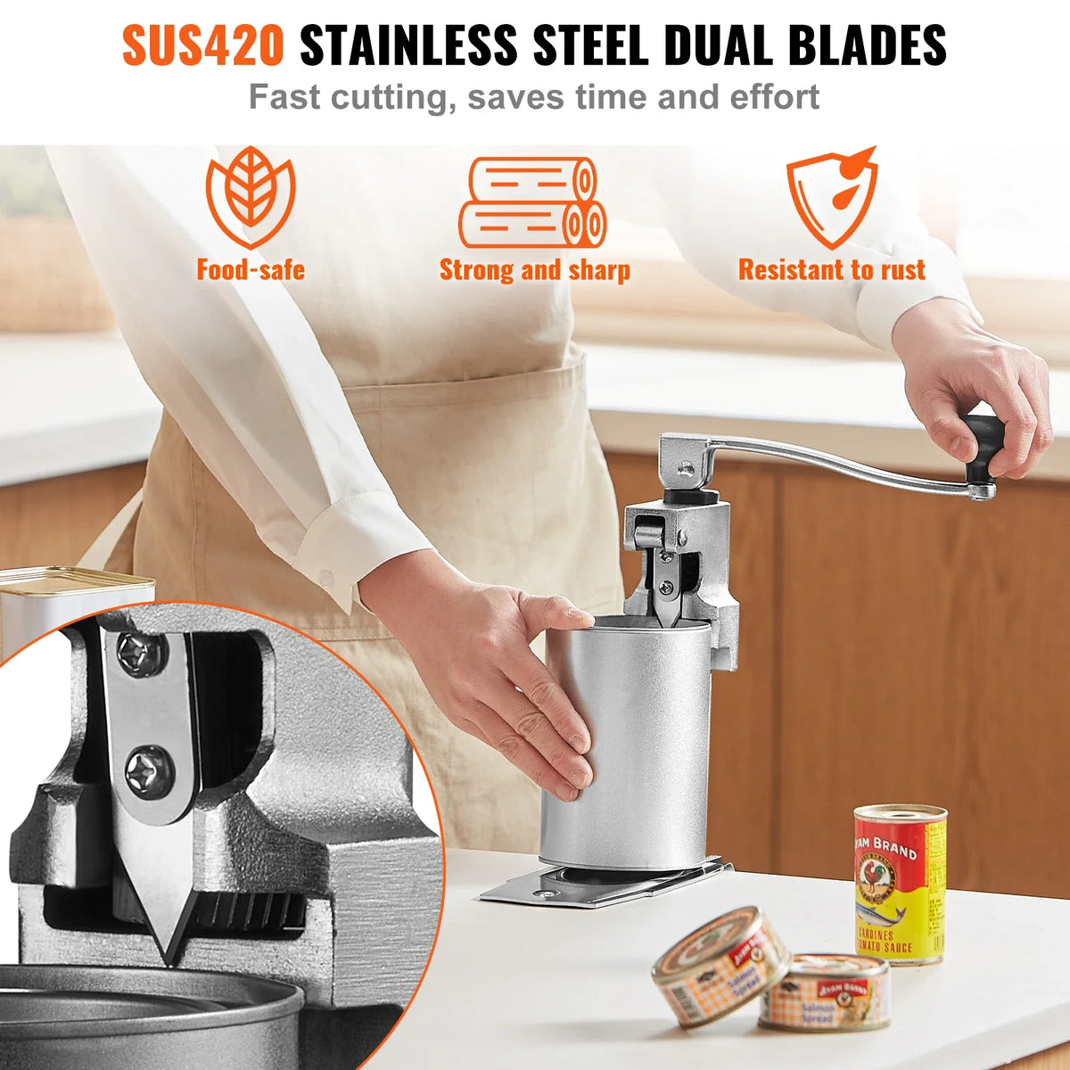 Manual Can Opener Commercial Table Opener for Large Cans Heavy Duty Can Opener with Base Adjustable Height Opener For Cans