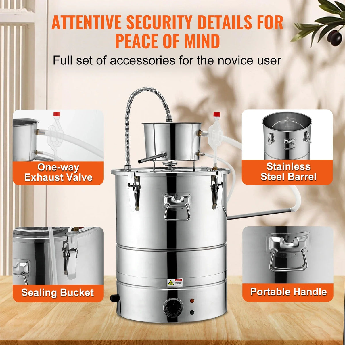Alcohol Still, 30L 50L Water Alcohol Distiller, Home Distillery Kit w/ Stainless Steel Tube & Pump & One-way Exhaust Valve