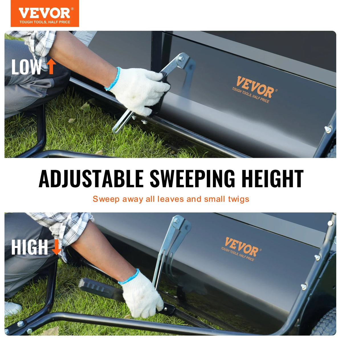 Tow Behind Lawn 21/26/44/50in Sweeper Large Capacity Heavy Duty Leaf & Grass Collector with Adjustable Sweeping for Pick