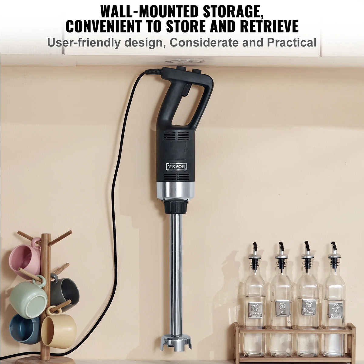 Commercial Immersion Blender 500 Watt Heavy Duty Hand Mixer Variable Speed Kitchen Stick Mixer with 304 Stainless Steel