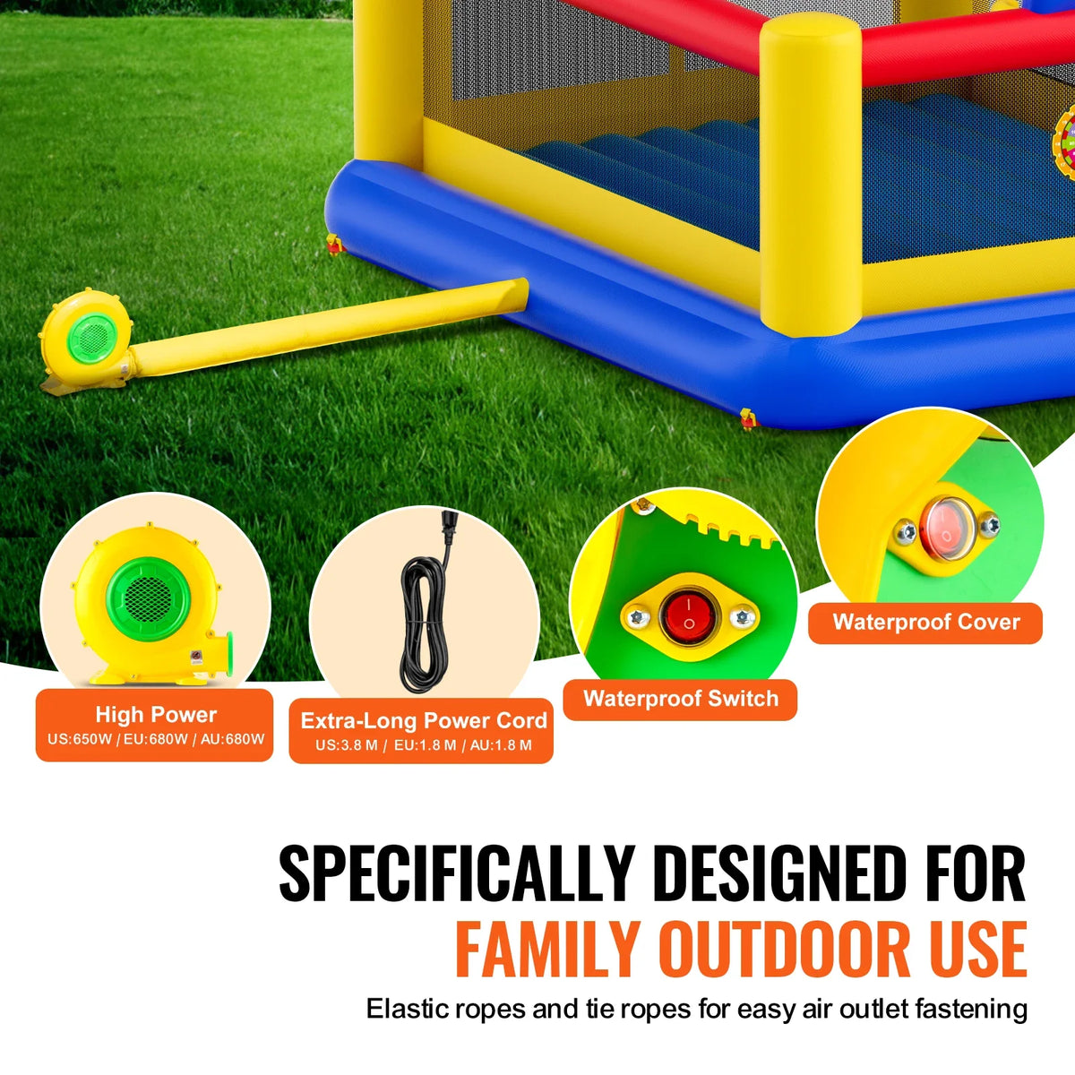 Inflatable Bounce House Outdoor High Quality Playhouse Trampoline Jumping Bouncer with Blower Slide and Storage Bag Castle