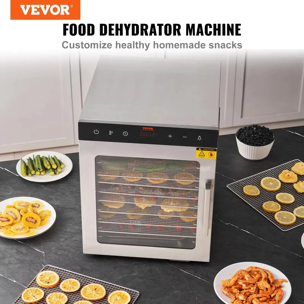 Electric Food Dehydrator Machine with 10Tray Food Dehydrator 800/1000W Household Vegetables Fruit Dryer with Digital Timer