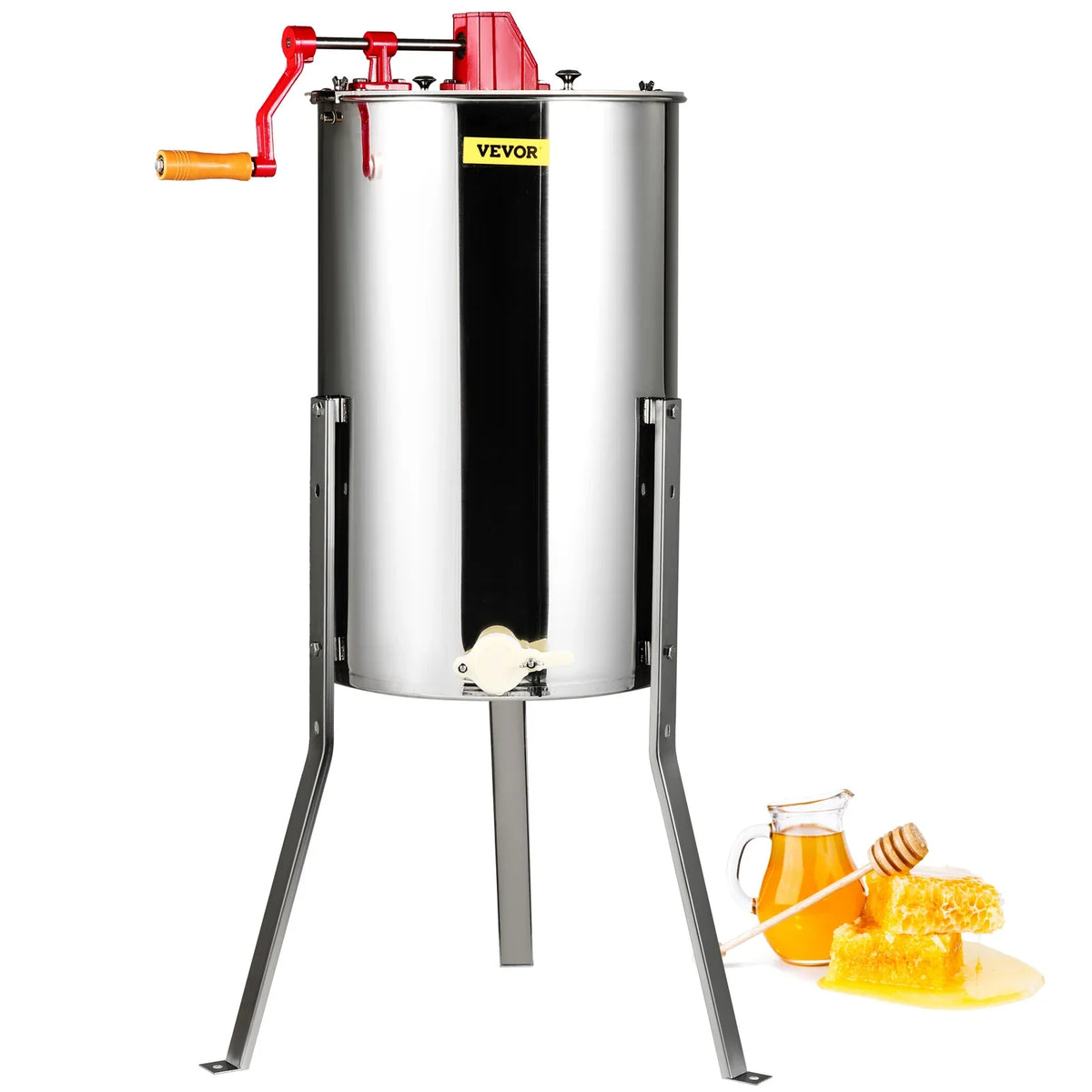Manual Honey Extractor 3 Frames Honey Spinner Extractor Stainless Steel Beekeeping Extraction with Height Adjustable Stand