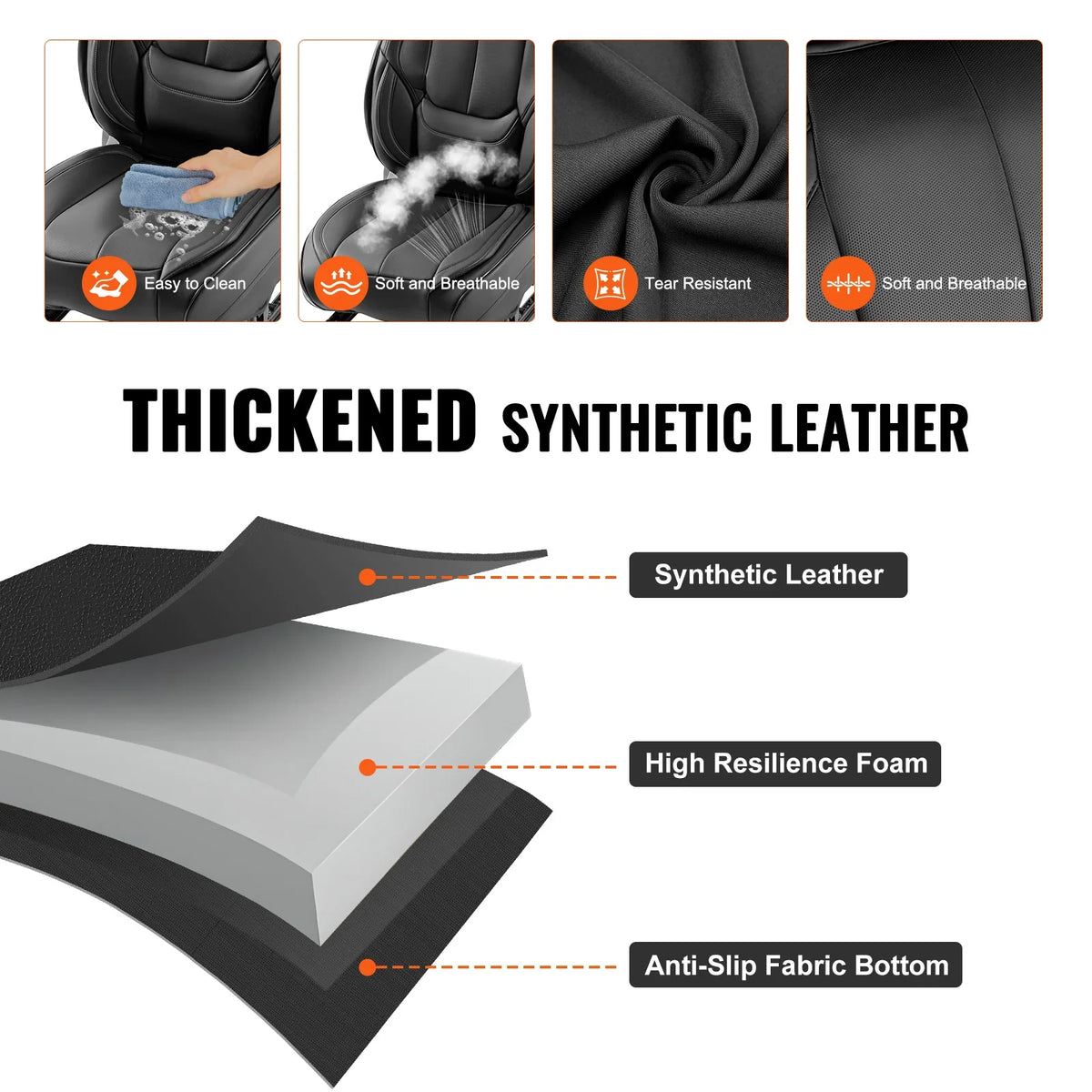 Seat Covers, Universal Car Seat Covers Full Set Seats Detachable Headrest and Airbag Compatible for Most Car SUV Truck