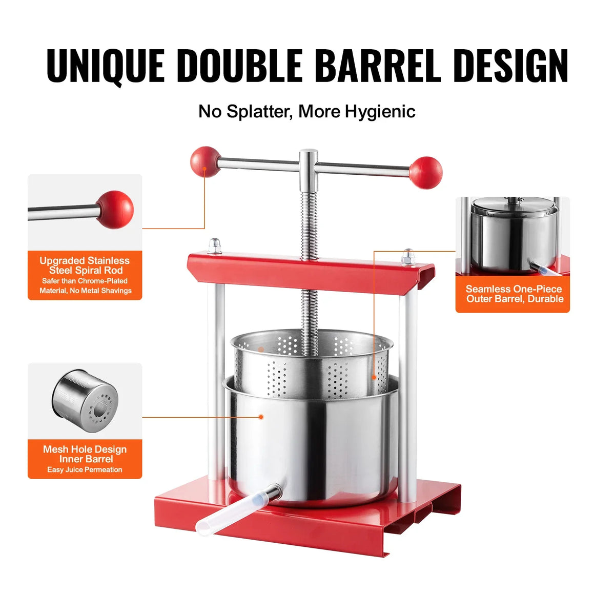 Fruit Wine Press 0.8 Gal/3L Heavy Manual Cider Apple Grape Tincture Vegetables Honey Olive Oil for Outdoor Kitchen Home