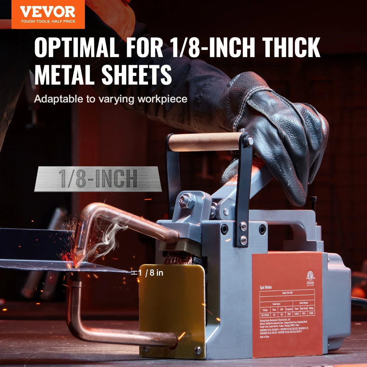 Portable Spot Welder 8KVA Handheld Welding Tip Gun Metal Sheet Spot Welding Machine for Stainless Steel Aluminum Sheet