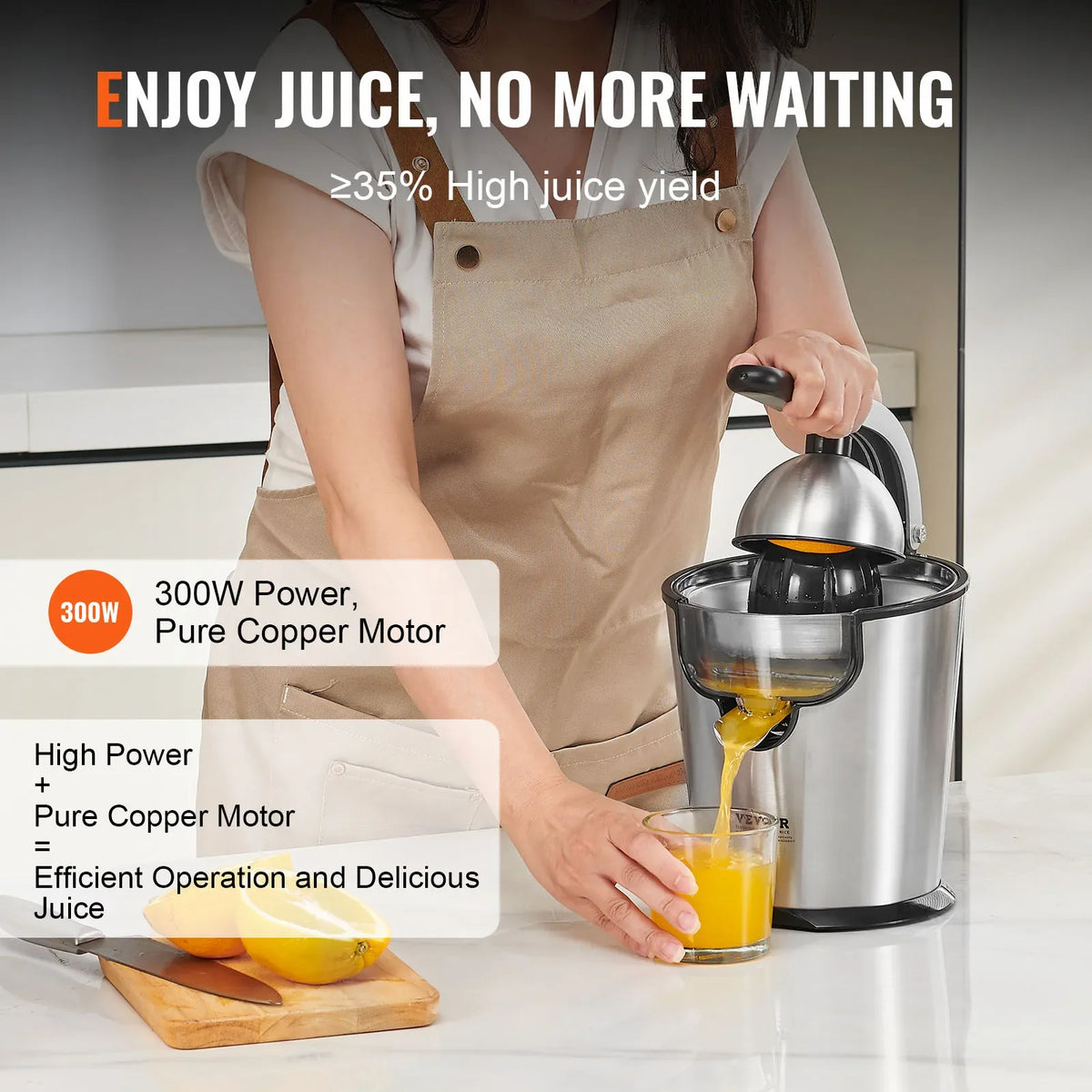 Electric Citrus Juicer Orange Juice Squeezer with Two Size Juicing Cones 300W Orange Juice Maker with Soft Grip Handle