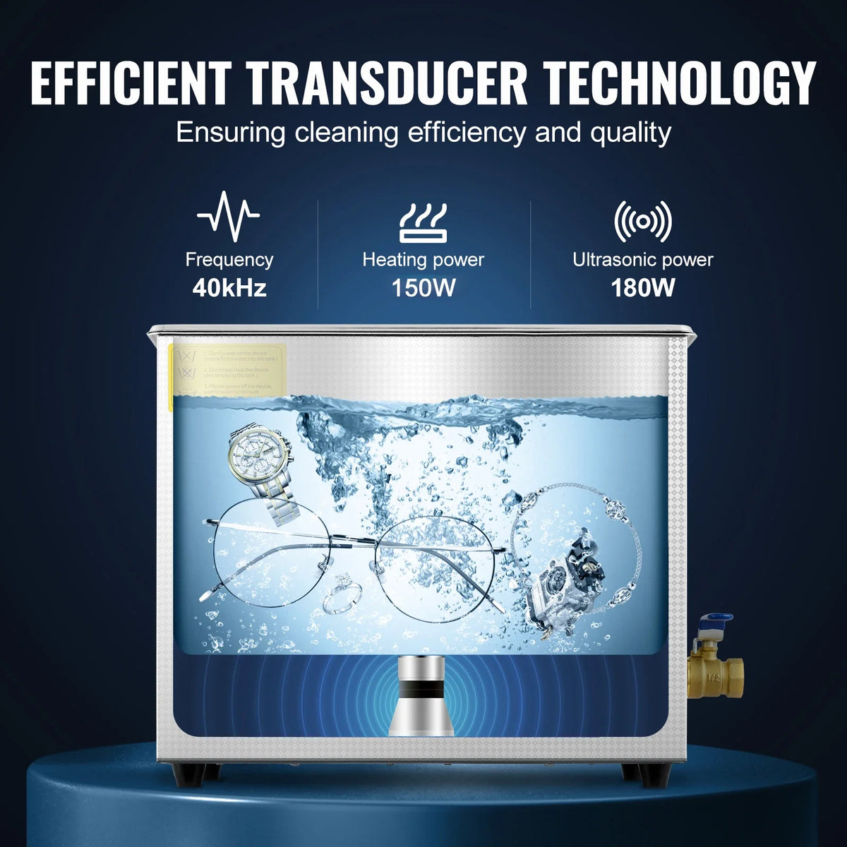 6L Ultrasonic Cleaner Machine,Stainless Steel Ultrasonic Cleaning Machine, with Digital Heater Timer, for Jewelry Cleaning