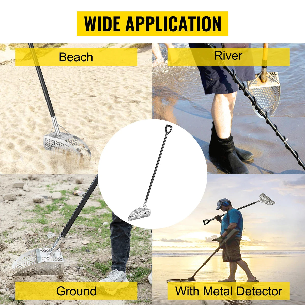 Metal Detector Sand Scoop Stainless Steel Metal Detecting Beach Scoops 10mm Hole Metal Detector Scoop for Treasure Hunting