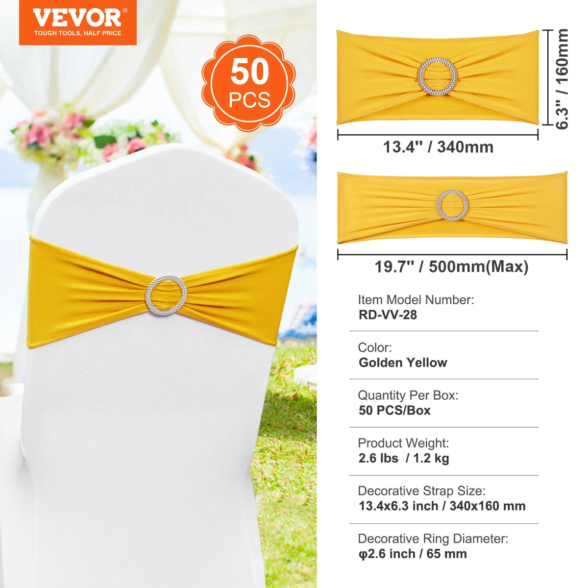 50/100pcs Stretch Spandex Chair Sashes Bows Stretch Chair Slipcover Sash Elastic Chair Bands for Wedding Holiday Decor