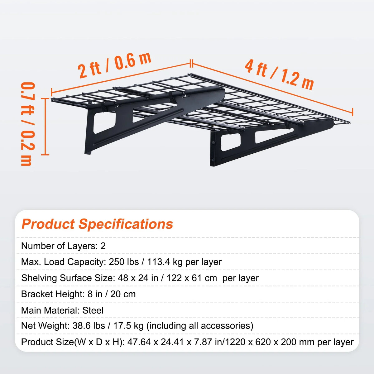 2 Layers Hand Power Tool Organizer Rack Garage Storage Shelving Wall Mounted Workshop Mobile Tool Shelf Heavy Duty Holder