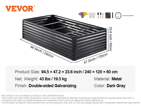 Raised Garden Bed Kit Large Metal Raised Planter Box Garden Beds Outdoor for Vegetables Flowers and Herbs with Open Bottom