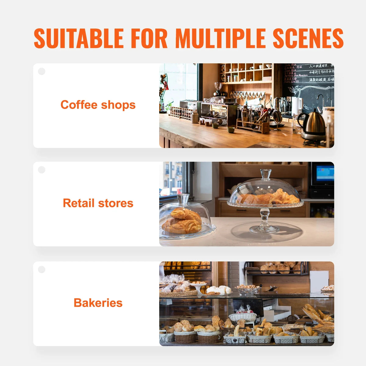 2/3 Tray Clear Pastry Display Case Acrylic Commercial Countertop Bakery Display Case with Front and Rear Door for Bread