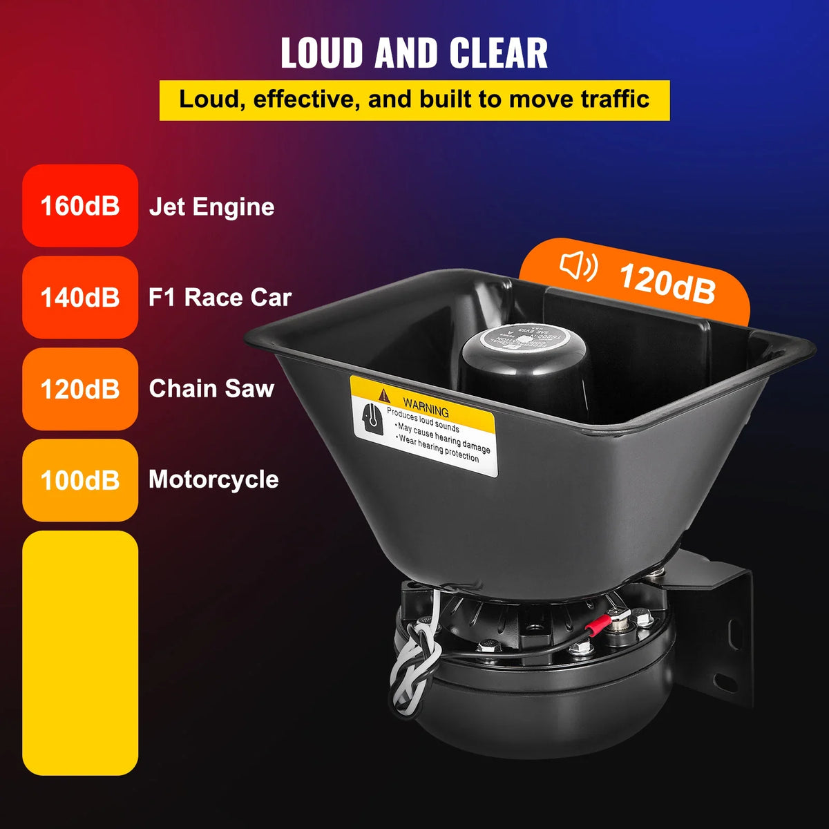 100 / 200W 12V DC Car Alarm Professional PA System 8 Kinds of Warning Sounds with Handheld Mic for All Specific Vehicles