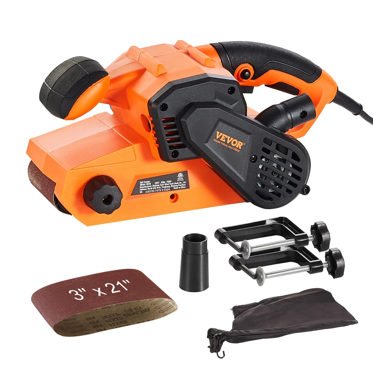 7AMP Belt Sander Woodworking Workshop Bench Sander Machine with 6 Speeds 152-320 m/min Powerful Sanding Machine Polisher