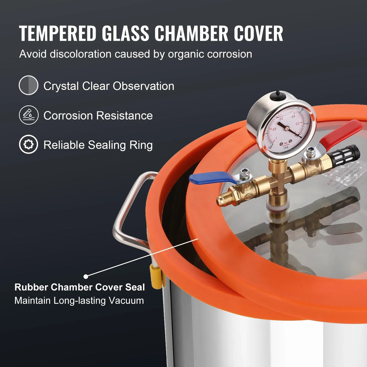 Vacuum Chamber Pump Kit 3.5CFM 3GAL/5GAL Tempered Glass Lid Vacuum Degassing Chamber Kit for Stabilizing Wood DIY Epoxies