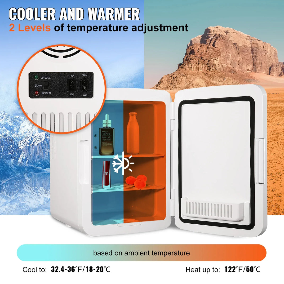 Mini Fridge for Bedroom 10 L/12 Can Portable Fridges for Skincare Food Breast  Chill AC/DC Cooler Warmer Office Dorm Car