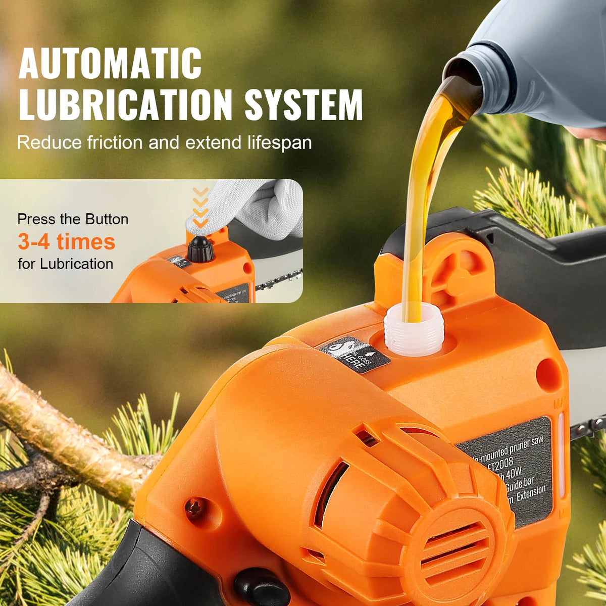 2-in-1 Cordless Pole Saw&Mini Chainsaw 20V 2Ah Battery Pole Chainsaw for Branch Cutting&Tree Trimming (Battery Included)