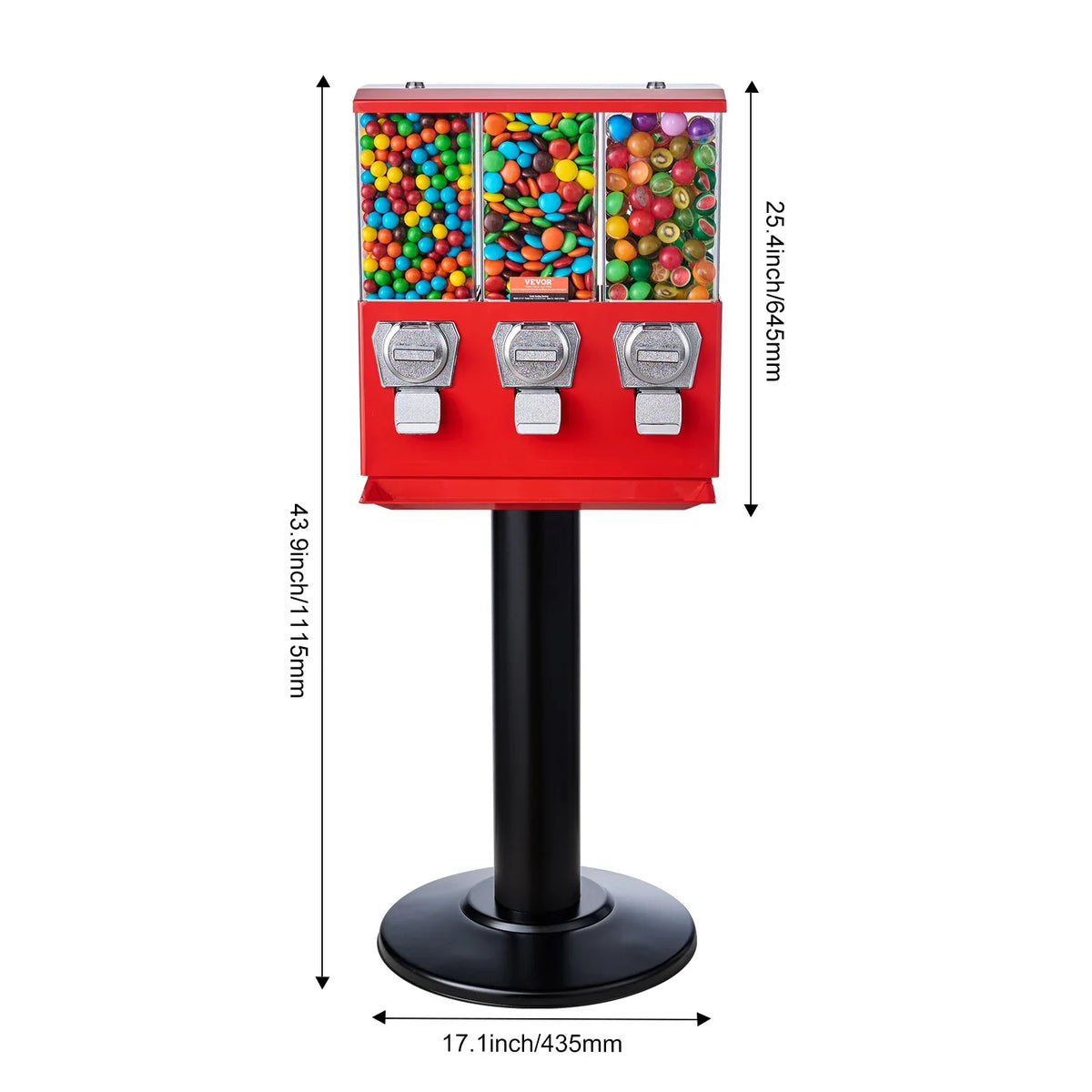 Commercial Candy Vending Machine Four Compartment Rotatable 25 Cent Coin For Toy Capsules Bouncy Balls Nut with Stand