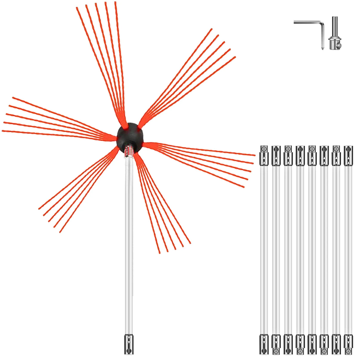 Chimney Cleaner Sweep Kit Nylon Electrical Drill Drive Flexible Rod Rotary Brush Head for Sweeping Away Flue Chimney Soot