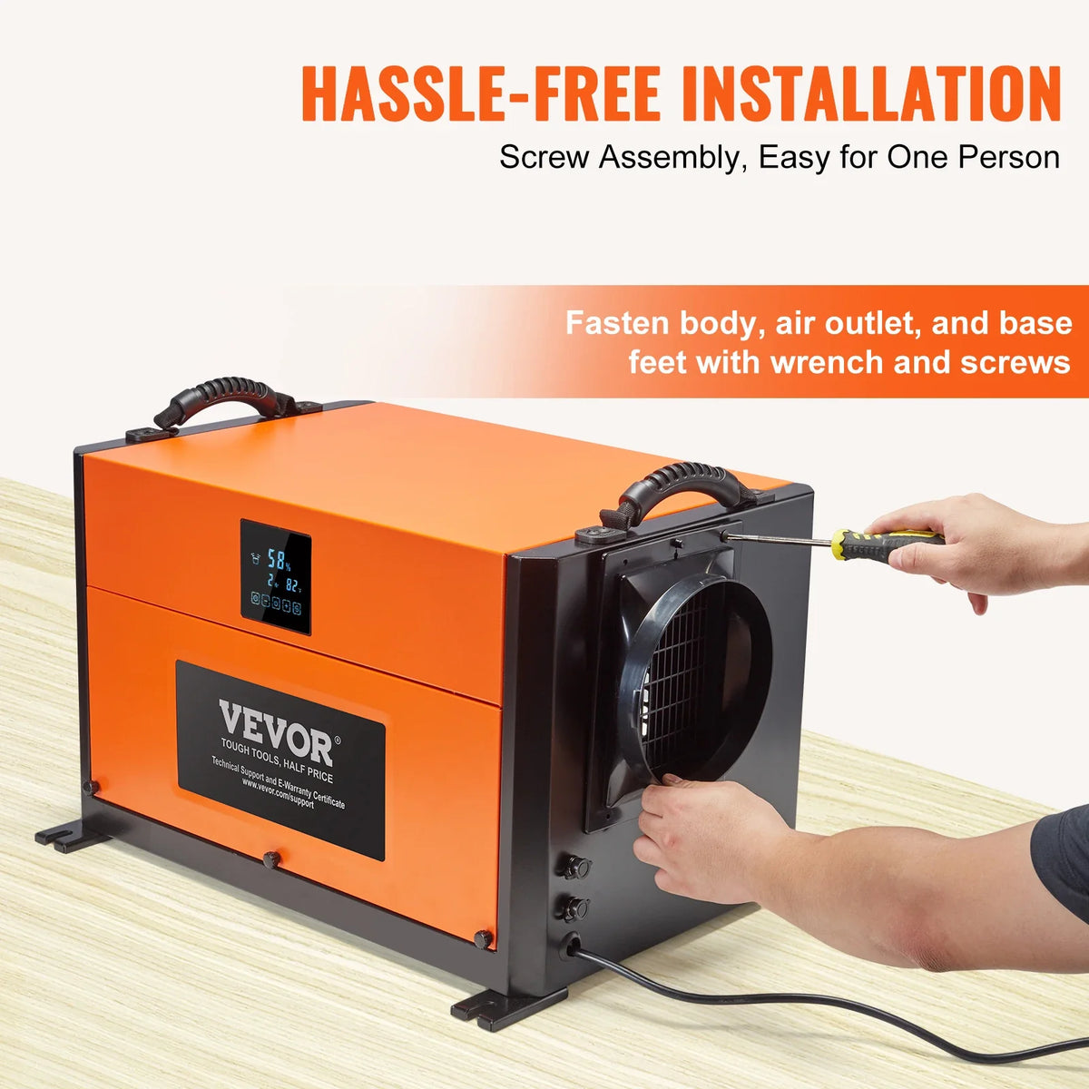 Commercial Dehumidifier with Drain Hose for Crawl Spaces Basements Warehouse & Job Sites Large Capacity Dehumidifier