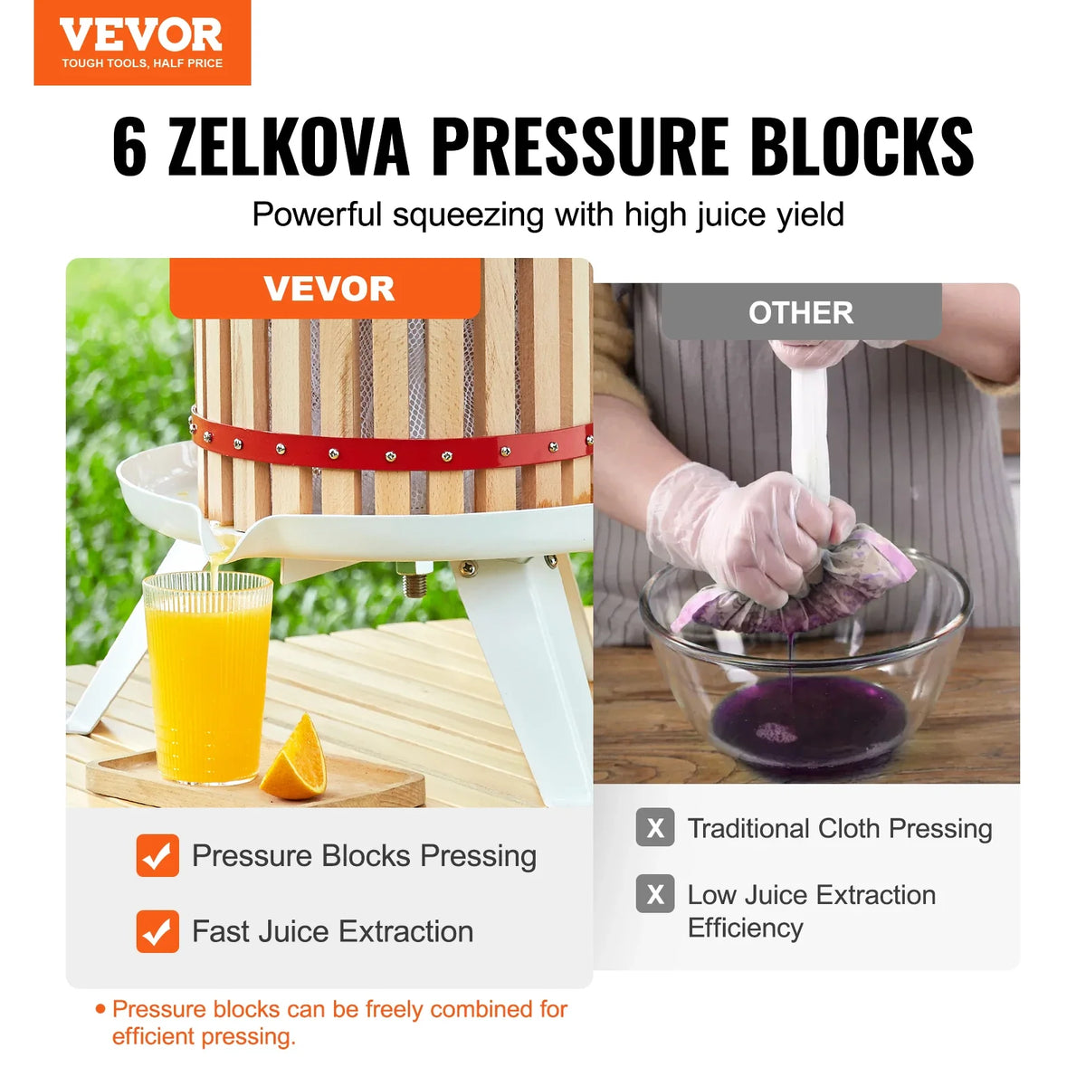 6L 12L 18L Fruit Wine Press,Solid Wood Basket,Manual Juice Maker,Apple Grape Making Press w/ Pole Handle Bar,for Kitchen