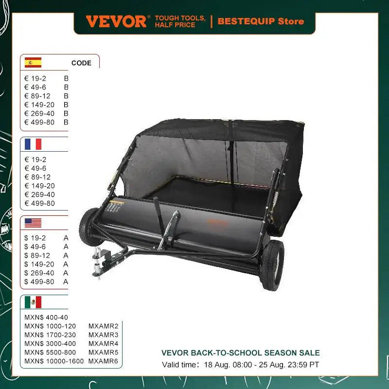 Tow Behind Lawn 21/26/44/50in Sweeper Large Capacity Heavy Duty Leaf & Grass Collector with Adjustable Sweeping for Pick