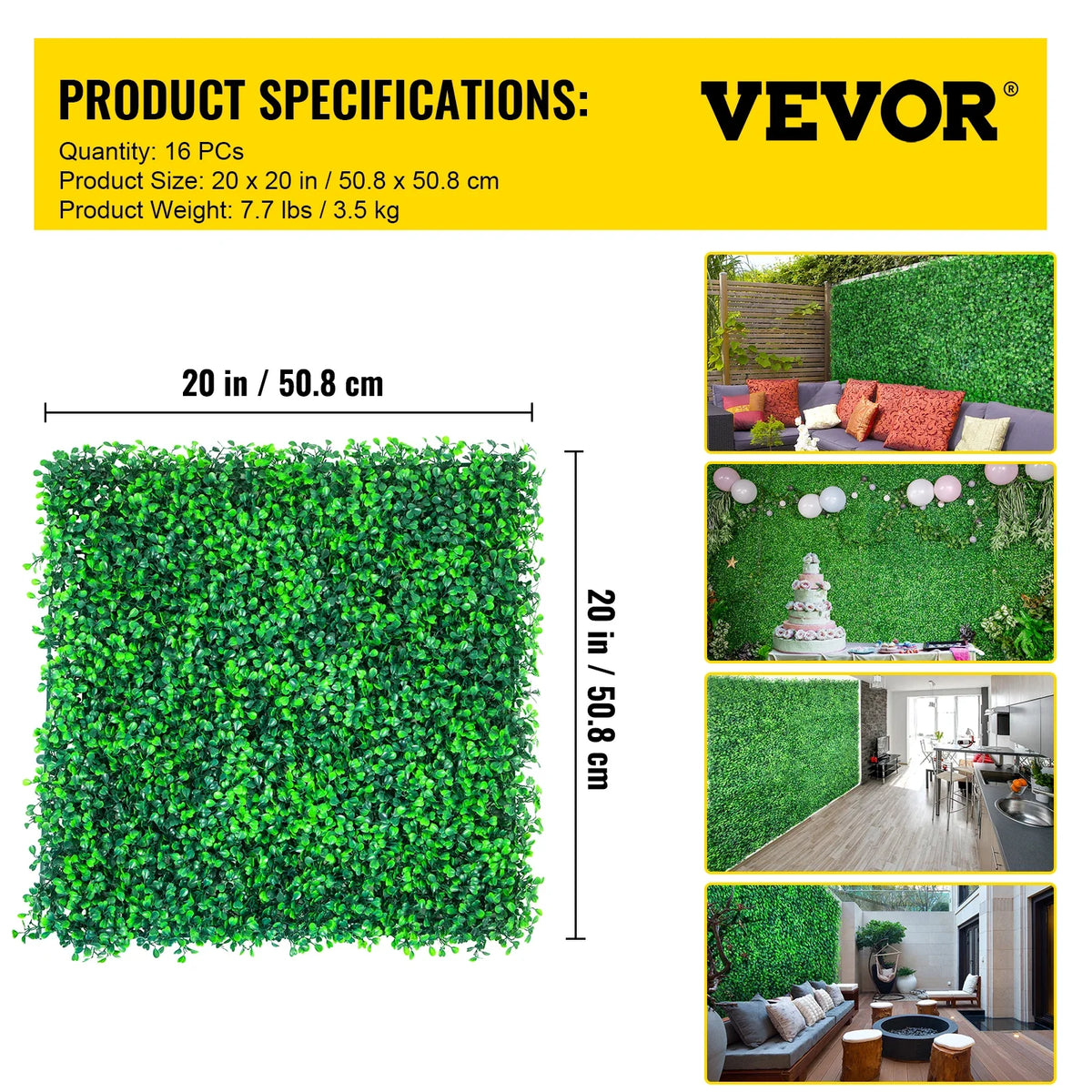 50x50 Artificial Plants Grass Wall Panel Boxwood Hedge Backdrop Home Decor Privacy Fence Backyard Wedding Party Background